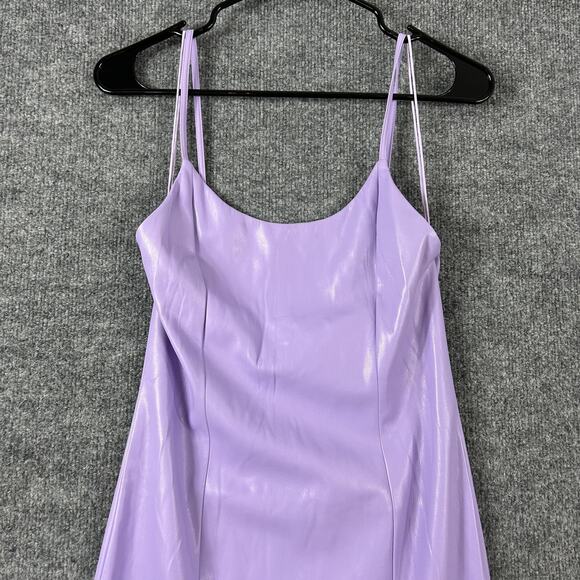 Alice Olivia Dress 6 Nelle Purple Vegan Faux Leather Mini Bodycon Party Sexy - Picture 7 of 15